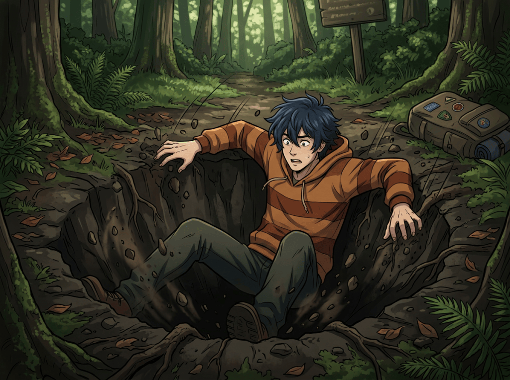 Person trapped in a hole